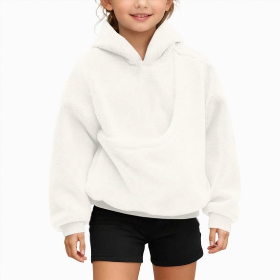 kmaduk Kids Pouch Hoodie-Kokopaws Pet Hoodies with Dog Pouch Girls Pullover Animal Holder Long Sleeve Tops (White, 3-4 Years)