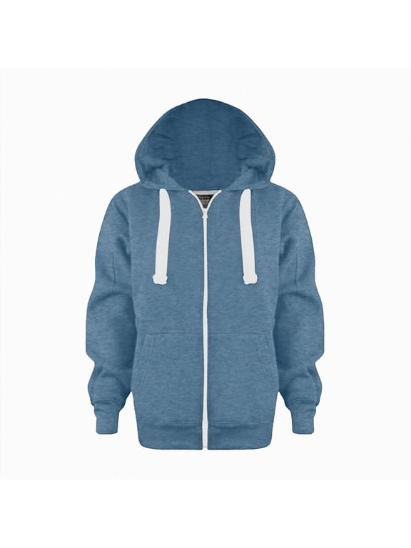 Kids Zip Up Hoodie Back To School Uniform for Boys Girls Zipper Oversized Long Sleeve Fall Pockets Hooded Sweatshirts Jackets (Navy, 11-12 Years)