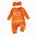 thumbnail image 1 of kmaduk My First Halloween Baby Girl Outfit Cutest Pumpkin Long Sleeve Romper Jumpsuit Newborn Girl Outfits Clothes (Orange,0-3 Months), 1 of 8