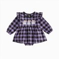 thumbnail image 1 of kmaduk Newborn Baby Girl Halloween Outfit Bow Bubble Romper Long Sleeve Jumpsuit Cute Infant Girl Clothes (Purple,6-12 Months), 1 of 5