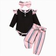 thumbnail image 1 of kmaduk Newborn Baby Girls Clothes Ribbed Ruffled Romper+Floral Pants+Headband Infant Outfit Set (Pink,9-12 Months), 1 of 9
