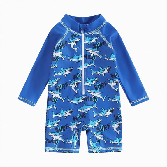 kmaduk Newborn Infant Baby Boy Girl Rash Guard Swimsuit Long Sleeve One Piece Swimwear Sun Protection Bathing Suits(Dark Blue, 18-24 Months)