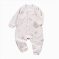thumbnail image 1 of kmaduk Newborn Romper Coming Home Outfit Unisex Cotton Pattern Button Jumpsuits for Infant Baby Boys Girls (Khaki,3-6), 1 of 4