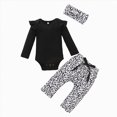 thumbnail image 1 of kmaduk Preemie Newborn Infant Baby Girls Clothes Ribbed Romper Bodysuit Pants Set Fall Winter Outfits (Black,3-6 Months), 1 of 5