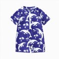 thumbnail image 1 of kmaduk Toddler Baby Boys Swimsuit One Piece Rash Guard Bathing Suit Sun Protection Short Sleeve Zipper Beach Shark Swimwear(Navy, 0-6 Months), 1 of 4