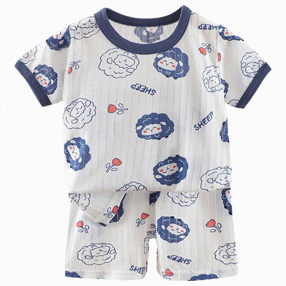 kmaduk Toddler Boy Girl Short Sleeve T-Shirt and Elastic Waistband Elastic Shorts Outfit Set 2Pcs Summer Children's Gift For 18-24 Months 2t 3t 4t 5t 6t 2PCS Set size 3-4 Years