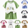 thumbnail image 1 of kmaduk Toddler Boy short-sleeved T-shirt and shorts set Light and soft printed clothing set Hot Pink Size 18-24 Months, 1 of 5