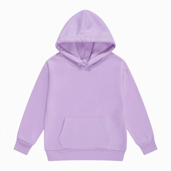kmaduk Toddler Boys Girls Hooded Sweatshirt Solid Pullovers Long Sleeve Hoodie Kids Cotton Crewneck Fall Tops 2-6Y Blouse (Light Purple, 1-2 Years)