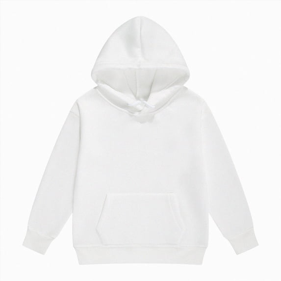 kmaduk Toddler Boys Girls Hooded Sweatshirt Solid Pullovers Long Sleeve Hoodie Kids Cotton Crewneck Fall Tops 2-6Y Blouse (White, 7-8 Years)