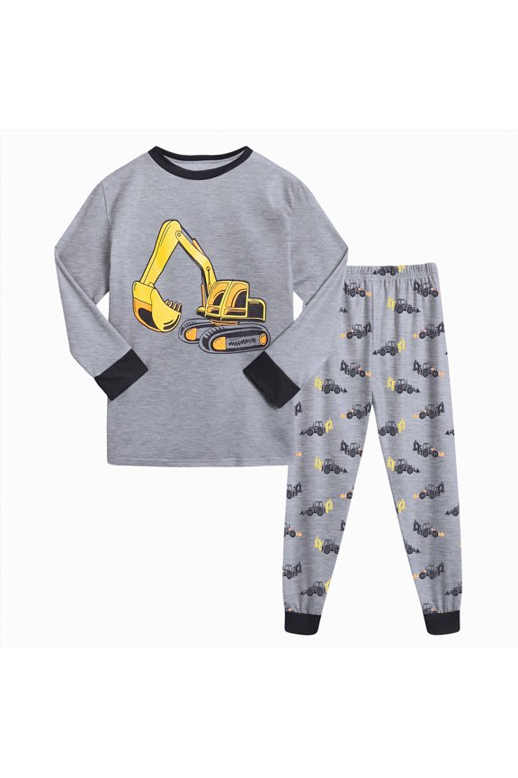 Toddler Boys Pajamas Monster Truck Cotton Kids Dinosaur 2 Piece Planets Pjs Sleepwear Clothes Sets 2-7 Years (Yellow, 6-7 Years)