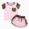 thumbnail image 1 of kmaduk Toddler Infant Kid Baby Girl Shorts Outfit Short Sleeve Leopard T-Shirt Cheetah Print Pants Summer Clothes Set Pink,Size 5-6 Years, 1 of 7