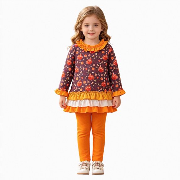 kmaduk Toddler Little Girl Long Sleeve Outfits Tunic Dress Top leggings Pants Fall Winter Clothes Set