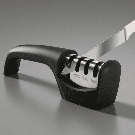 Behome 4-in-1 Knife Sharpener, 4-Stage Knife Sharpener Helps Sharpen, Honing, Polish Blades, kitchen Manual knife Sharpener for Fruit Knife and Steel Knives, Scissors