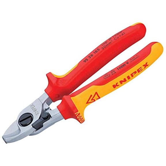 knipex 95 26 165 sb cable shears 6,5" with opening spring with soft grip in blister packaging