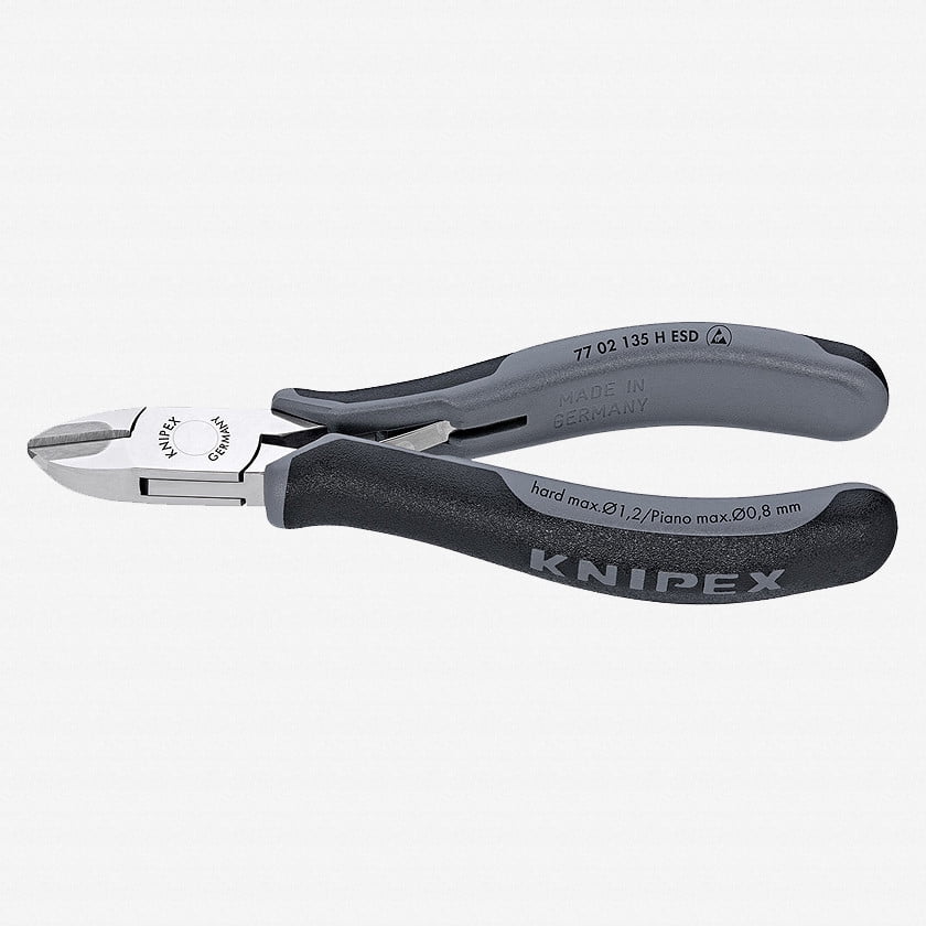 Knipex 77-02-135-H-ESD 5.3" ESD Electronics Diagonal Cutters Carbide Cutting Edge - MultiGrip