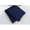 thumbnail image 1 of knit navy throw. unique rounded repeat pocket pattern; 50 x 60"., 1 of 6