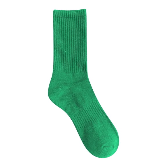knitted Crew Socks for Men Thick High Sweat Absorbent Sock Lightweight Casual Gym Athletic Running Socks 1 Pair Green One Size