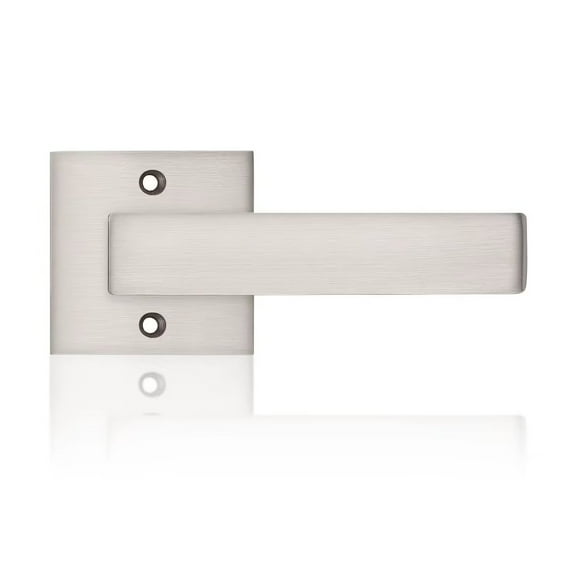 knobelite(1 Pack)Door Lever Dummy Lever Door Handle for Closets French Doors,Square Dummy Door Lever,Non-Turning Single Side Pull with Satin Nickel Finish,Easy Installation Pull Only Lever Set