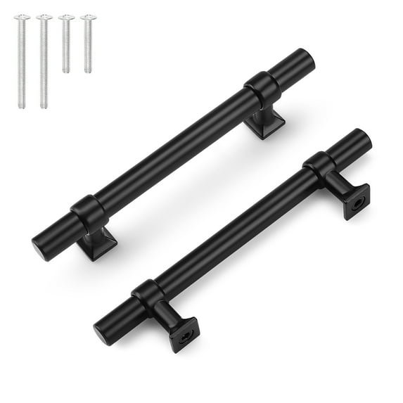 knobelite 10 Pack Black Cabinet Pulls 4 inch Stainless Steel Kitchen Cabinet Handles Zinc Alloy Cabinet Pulls T Bar Drawer Pulls for Bathroom
