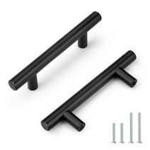 knobelite 100 Pack 76mm(3inch) Hole Centers Cabinet Handles Matte Black Cabinet Handles Stainless Steel Kitchen Cabinet Door Handles and Pulls Cabinet Knobs Length 127mm(5inch)