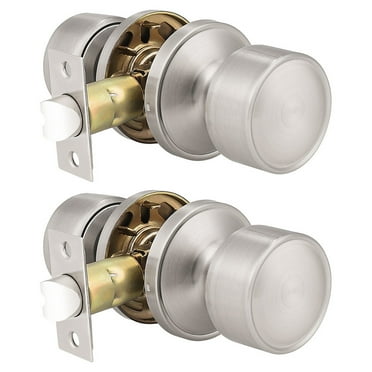 knobelite 2 Pack Passage Door Knob, Interior Keyless Knob for Closet/Hall Non-Locking Door, Round Design Door Hardware in Satin Nickel