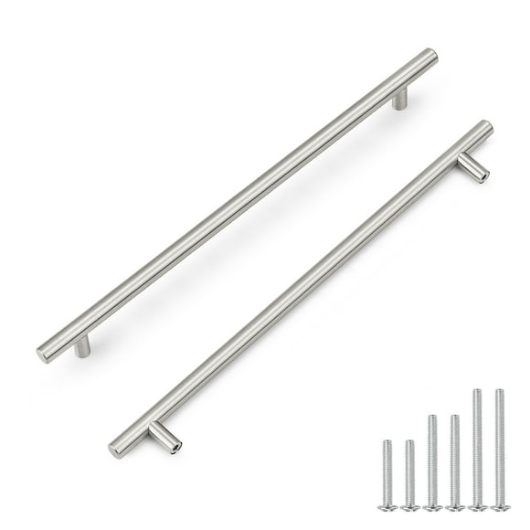 knobelite (20 Pack) Kitchen Cabinet Handles,Hole Center (12-4/5 inch) T Bar Furniture Pulls and Handles,Brushed Stainless Steel Euro Style Handle Pull Dresser Handles and knob