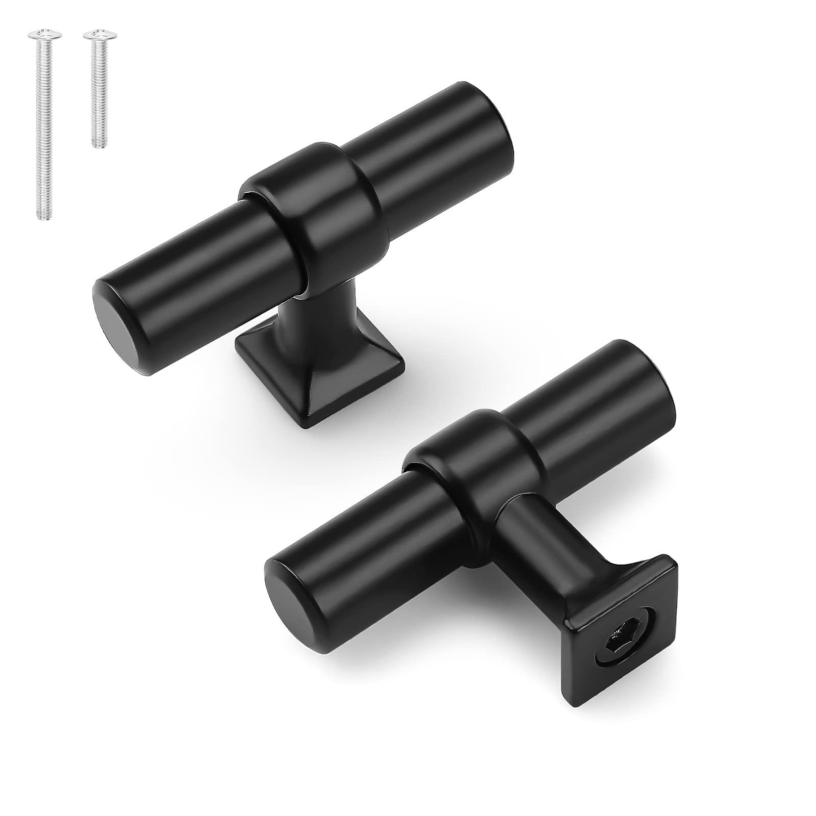 knobelite 20 Pack Matte Black Pulls, Single Hole Handles for Kitchen Bathroom