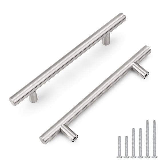 knobelite 25 Pack 128mm(5inch) Hole Centers Cabinet Handles Stainless Steel Kitchen Cabinet Door Handles and Pulls Cabinet Knobs Length 192mm(7.5inch) Brushed Nickel