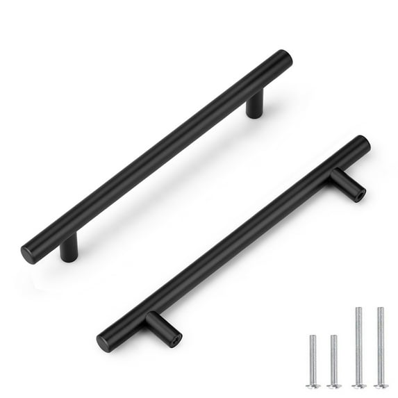 knobelite 25 Pack 160mm(6.3inch) Hole Centers Cabinet Handles Stainless Steel Kitchen Cabinet Door Handles and Pulls Cabinet Knobs Length 224mm(8.8inch) Matte Black