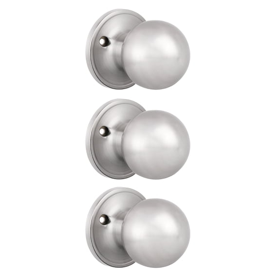 knobelite (3 Pack) Round Satin Nickel Single Dummy Door Knobs, Individual Non-Turning Dummy Door Knob Single Side, Interior Door Knobs, Easy Installation
