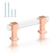 thumbnail image 1 of knobelite 5 Pack Kitchen Cabinet Handles Cabinet Pulls 3 inch Hole Center Square Square Acrylic Clear Crystal Cabinet Handles with Rose Gold Zinc Alloy Base, Drawer Pulls for Kitchen Cabinet Cupboard, 1 of 5