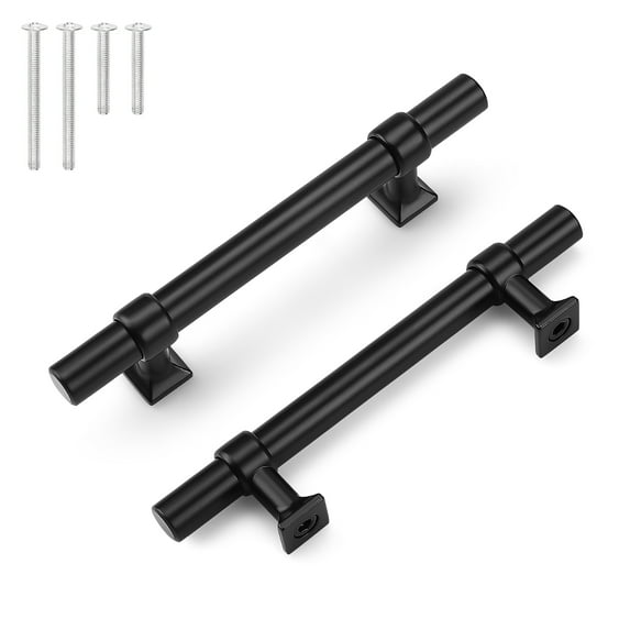 knobelite 50 Pack Cabinet Pulls 3.5 inch Stainless Steel Kitchen Cabinet Handles Black Zinc Alloy Cabinet Pulls T Bar Drawer Pulls for Bathroom