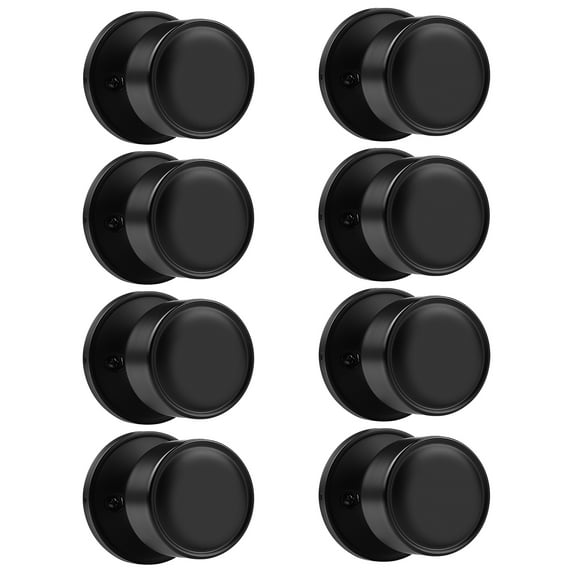 knobelite (8 Pack) Dummy Knob Black Closet Door Knobs Single Side Non-Turning, Inactive Interior Round Knob