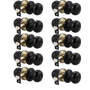 knobelite Keyless, Adjustable Privacy Door Knob Black, 10 Pack