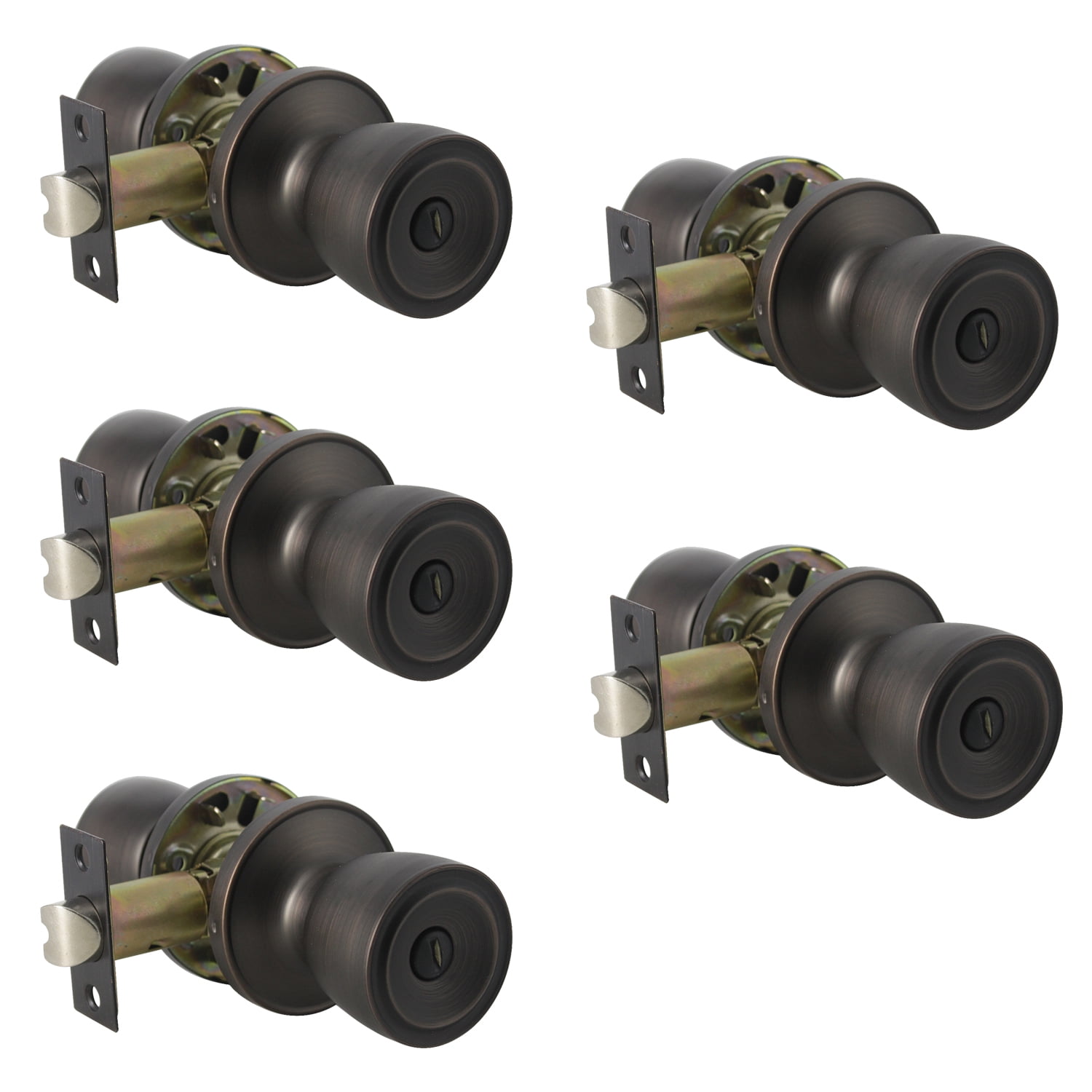 knobelite Oil Rubbed Bronze Door Knobs Tulip Style (5 Pack) Keyless ...