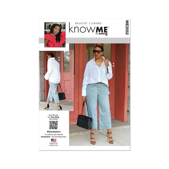 knowME Sewing Pattern 2052 -Misses' Shirt and Pants by Beaute' J'adore, Size: Y5 (18-20-22-24-26)