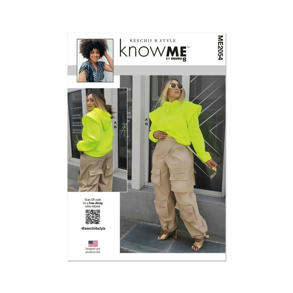 knowME Sewing Pattern 2054 -Misses' and Women's Sweatshirt and Cargo Pants by Keechii B Style, Size: W3 (30W-32W-34W-36W-38W)