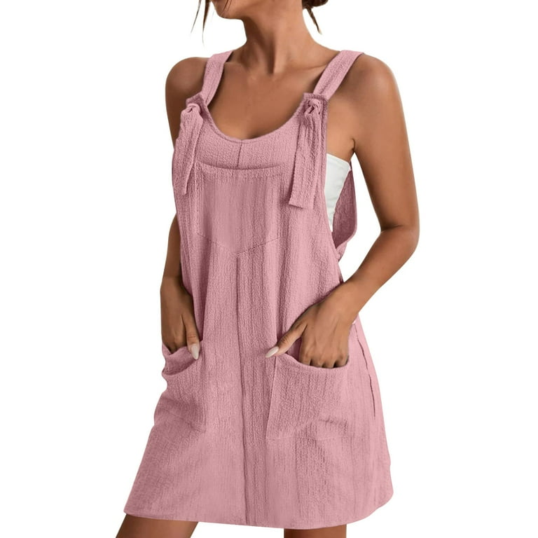 Womens pink 2025 pinafore dress