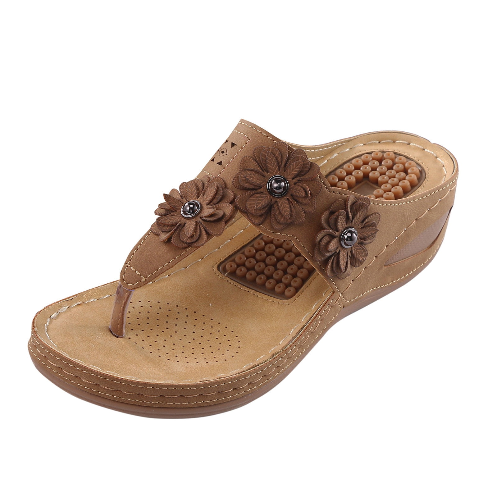 knqrhpse slippers for women Wedge Flip Flops Sandals With Arch Support  Summer Comfortable Platform Bohemia Flat Shoes Massage Function Thong  Sandal womens slippers house slippers for women - Walmart.com