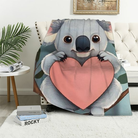 koala bear heart branch long-lasting Blanket, Throw Blanket for All Seasons