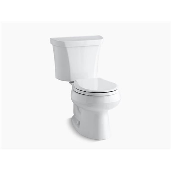 Kohler K-3987-RA-0 Wellworth 2 Piece Round-Front Dual-Flush Toilet with Right-Hand Trip Lever - White