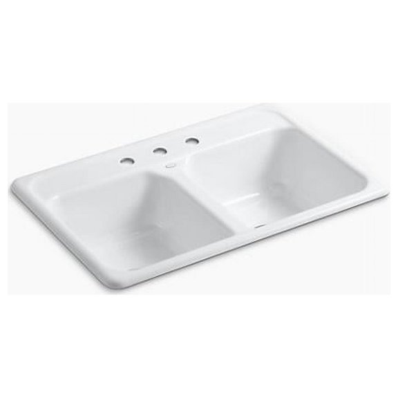 kohler k-5817-3-0 delafield self-rimming kitchen sink, white