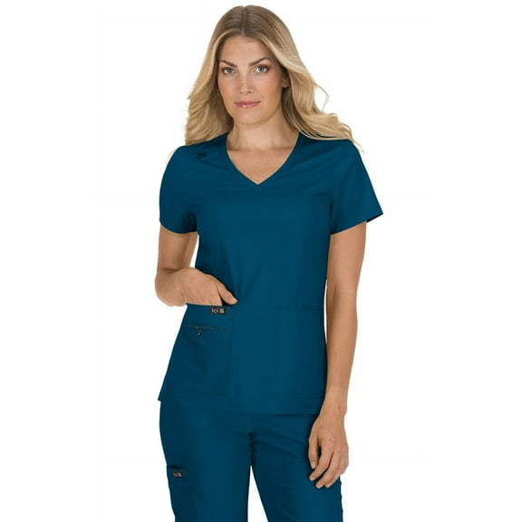 koi Basics Becca Women's 4-Pocket Stretch Scrub Top Caribbean 3XL