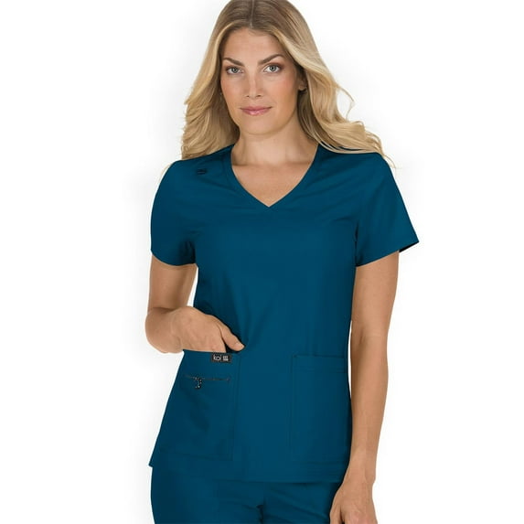 koi Basics Becca Women's 4-Pocket Stretch Scrub Top Caribbean S