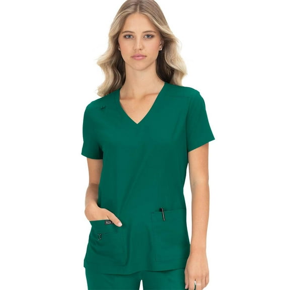 koi Basics Becca Women's 4-Pocket Stretch Scrub Top Hunter L