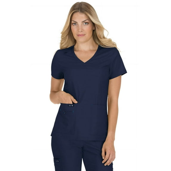 koi Basics Becca Women's 4-Pocket Stretch Scrub Top Navy XS