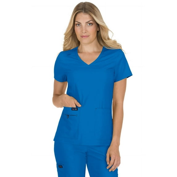 koi Basics Becca Women's 4-Pocket Stretch Scrub Top Royal 3XL