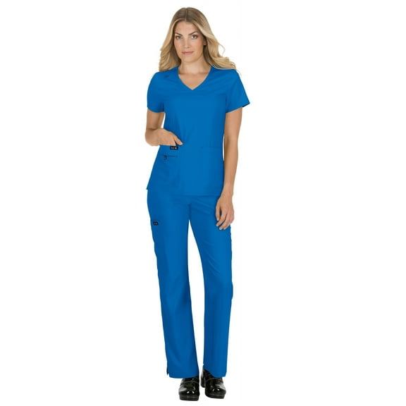 koi Basics Becca Women's 4-Pocket Stretch Scrub Top Royal XS