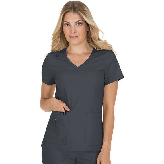 koi Basics Women's Becca V-Neck Solid Scrub Top
