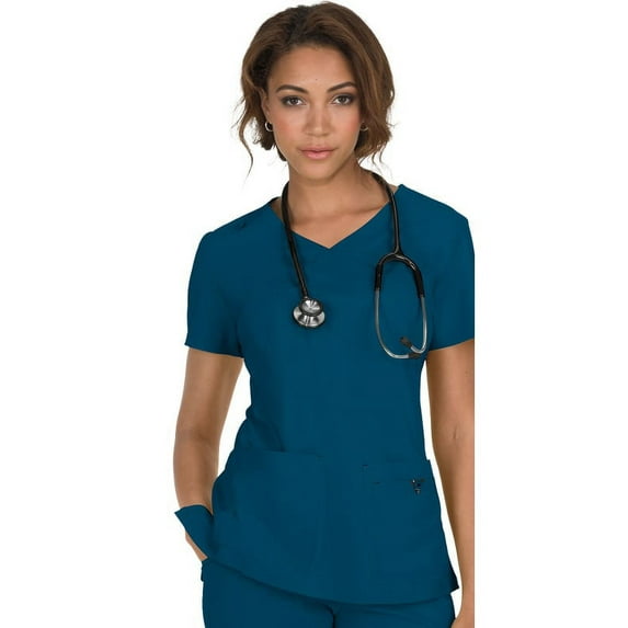 koi Basics Women's Katie Mock Wrap Solid Scrub Top
